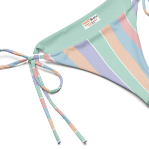 Pastel Stripe Recycled String Bikini Bottom | Upf50+ - Swim Briefs - Xs