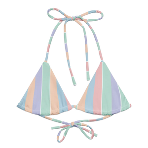 Pastel Stripe Recycled String Bikini Top | Upf50+ Padded - Swimwear Tops - Xs