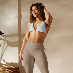 Pastel Stripe Recycled String Bikini Top | Upf50+ Padded - Swimwear Tops - Xs