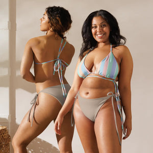 Pastel Stripe Recycled String Bikini Top | Upf50+ Padded - Swimwear Tops - Xs
