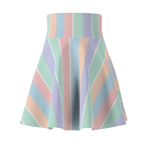 Pastel Stripe Skater Skirt – Soft Retro Flare - Dipaliz - Dresses