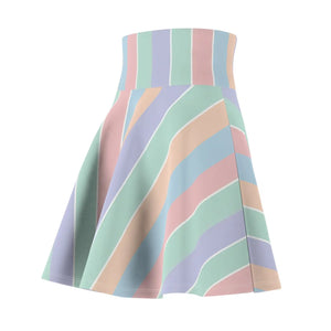 Pastel Stripe Skater Skirt – Soft Retro Flare - Dipaliz - Dresses