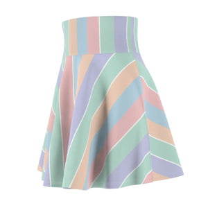 Pastel Stripe Skater Skirt – Soft Retro Flare - Dipaliz - Dresses