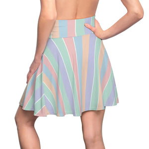Pastel Stripe Skater Skirt – Soft Retro Flare - Dipaliz - Dresses
