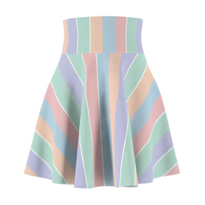 Pastel Stripe Skater Skirt – Soft Retro Flare - Dipaliz - Dresses