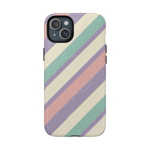 Pastel Stripe Tough Magnetic Phone Case - Iphone 15 Plus / Glossy