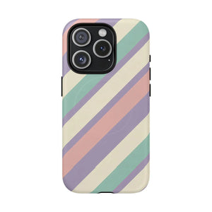 Pastel Stripe Tough Magnetic Phone Case - Iphone 15 Pro / Matte