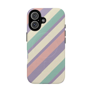 Pastel Stripe Tough Magnetic Phone Case - Iphone 16 / Glossy