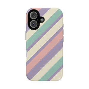 Pastel Stripe Tough Magnetic Phone Case - Iphone 16 / Matte