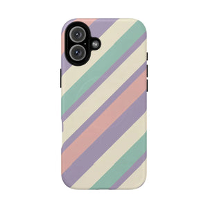Pastel Stripe Tough Magnetic Phone Case - Iphone 16 Plus / Matte