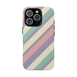 Pastel Stripe Tough Magnetic Phone Case - Iphone 16 Pro / Glossy