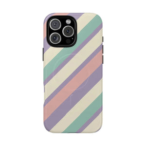 Pastel Stripe Tough Magnetic Phone Case - Iphone 16 Pro Max / Glossy
