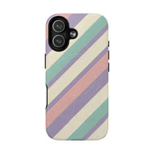 Pastel Stripe Tough Magnetic Phone Case - Iphone 17 / Glossy