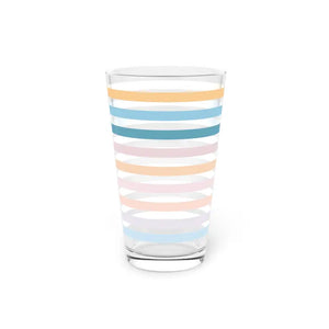 Pastel Striped Pint Glass for Home Bar Celebrations - Dipaliz - 16oz - Beer Glasses