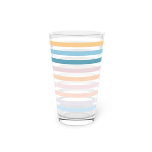 Pastel Striped Pint Glass for Home Bar Celebrations - Dipaliz - 16oz - Beer Glasses