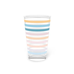 Pastel Striped Pint Glass for Home Bar Celebrations - Dipaliz - 16oz - Beer Glasses