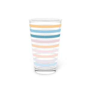 Pastel Striped Pint Glass for Home Bar Celebrations - Dipaliz - 16oz - Beer Glasses