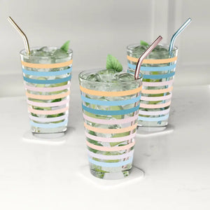 Pastel Striped Pint Glass for Home Bar Celebrations - Dipaliz - 16oz - Beer Glasses