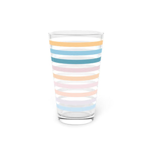 Vibrant Pastel Striped Pint Glass - Home Bar 16oz - Dipaliz - Beer Glasses