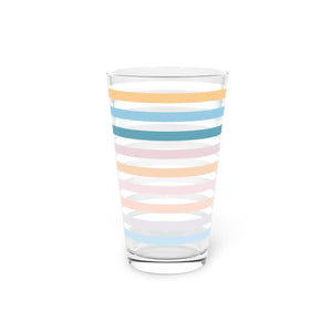 Vibrant Pastel Striped Pint Glass - Home Bar 16oz - Dipaliz - Beer Glasses