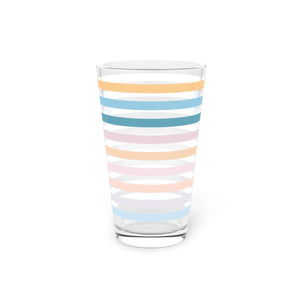 Vibrant Pastel Striped Pint Glass - Home Bar 16oz - Dipaliz - Beer Glasses