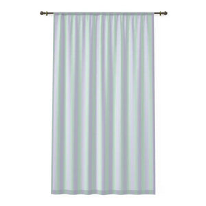 Pastel Teal Pink Stripes Window Curtain - Semi Sheer - Dipaliz - White / 50’’ × 84’’ - Curtains