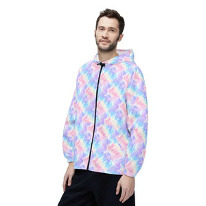 Outerwear - Pastel Tie-dye Windbreaker Jacket — Lightweight Hooded All-over Print