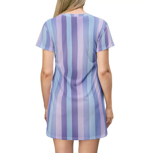 Pastel Vertical Stripe T-shirt Dress – Cotton - Dipaliz - Dresses - s