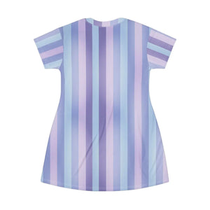 Pastel Vertical Stripe T-shirt Dress – Cotton - Dipaliz - Dresses - s