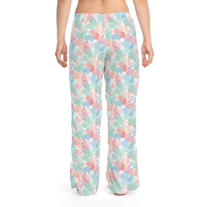 Pajamas - Pastel Watercolor Hearts Pajama Pants - Cozy Lounge Sleepwear - Dipaliz