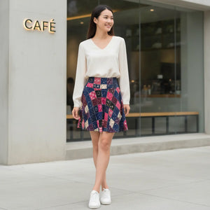 Patchwork Moon Skater Skirt, Floral & Celestial Aop Women’s - Skirts - s