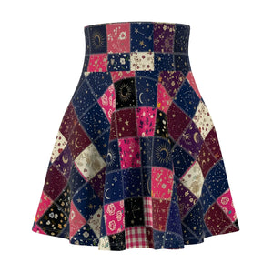 Patchwork Moon Skater Skirt, Floral & Celestial Aop Women’s - Skirts