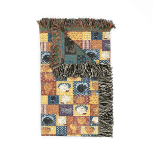 Patchwork Mosaic Woven Blanket, Cozy Boho Throw for Living Room & Gift - Blankets