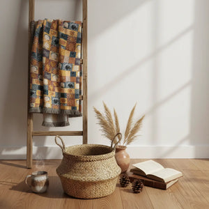 Patchwork Mosaic Woven Blanket, Cozy Boho Throw for Living Room & Gift - Blankets