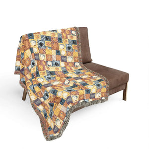 Patchwork Mosaic Woven Blanket, Cozy Boho Throw for Living Room & Gift - Blankets