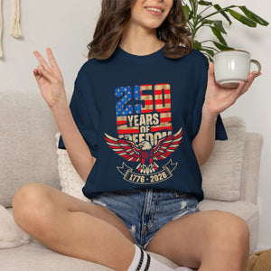Patriotic 250 Years of Freedom T-shirt, 1776–2026 Eagle & American Flag Design - T-shirts - m
