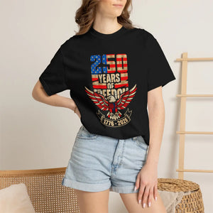 Patriotic 250 Years of Freedom T-shirt, 1776–2026 Eagle & American Flag Design - T-shirts - m