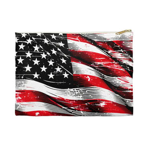 Bold American Flag Patriotic Accessory Pouch - Dipaliz - Small / White Zipper - Cosmetic & Toiletry Bags