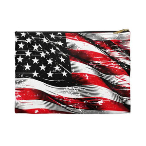 Bold American Flag Patriotic Accessory Pouch - Dipaliz - Small / Black Zipper - Cosmetic & Toiletry Bags