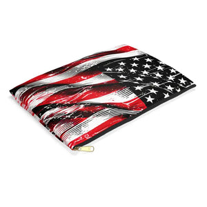 Bold American Flag Patriotic Accessory Pouch - Dipaliz - Large / Black Zipper - Cosmetic & Toiletry Bags