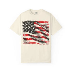 Bold Patriotic American Flag T-shirt - Garment-dyed Comfort - Dipaliz - Ivory / s