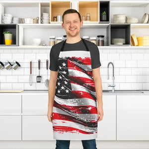 Patriotic Apron with Colorful Straps Bold Bbq Style - Dipaliz - one Size / Black - Aprons