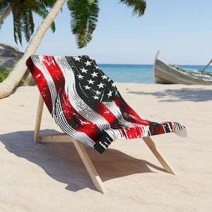 Patriotic Beach Towel Bold American Flag Design by Dipaliz - 30’’ × 60’’ - Towels