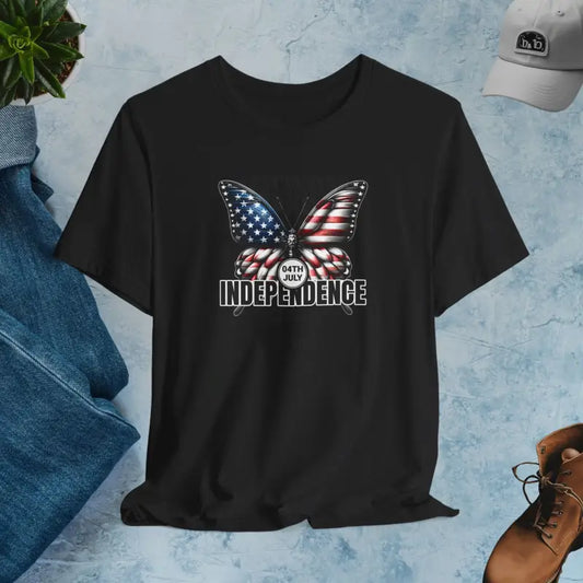 Celebrate in Style: Patriotic Butterfly Tee for July 4th Fun - Black / s T-shirt