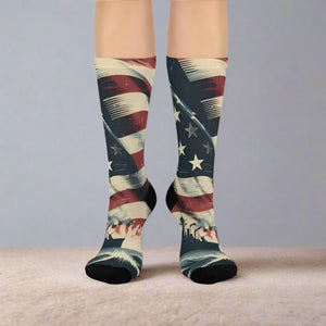 Cushioned Crew Socks - Bold American Flag Style - Dipaliz