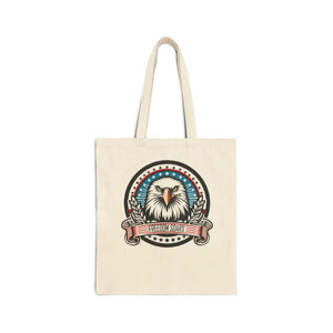 Cotton Canvas Tote - Patriotic Eagle Beach Day Style - Dipaliz - Natural / 15’’ x 16’’ - Bags