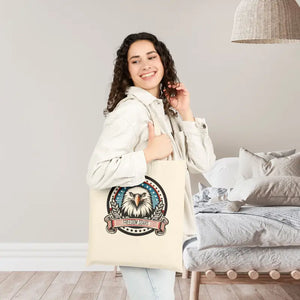 Cotton Canvas Tote - Patriotic Eagle Beach Day Style - Dipaliz - Natural / 15’’ x 16’’ - Bags