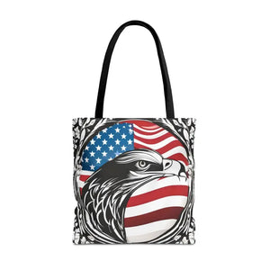 Patriotic Eagle Tote Bag Usa Flag Design Bold Style - Dipaliz - 18’’ × / Black - Shopping Totes