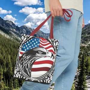 Patriotic Eagle Tote Bag Usa Flag Design Bold Style - Dipaliz - Shopping Totes