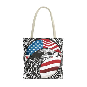 Patriotic Eagle Tote Bag Usa Flag Design Bold Style - Dipaliz - 18’’ × / Beige - Shopping Totes